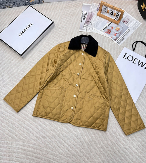 Burberry Retro Quilted Jacket with Checked Cuffs