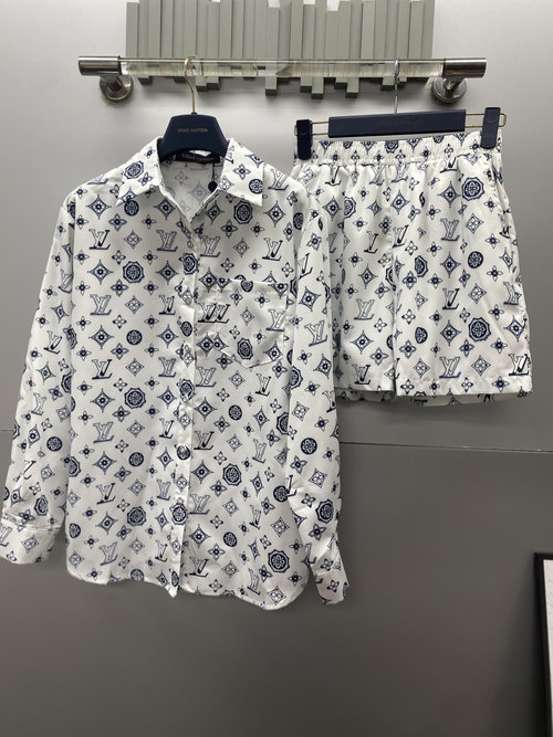 Louis Vuitton Custom YB Twill Shirt and Shorts Set with Logo Patterns