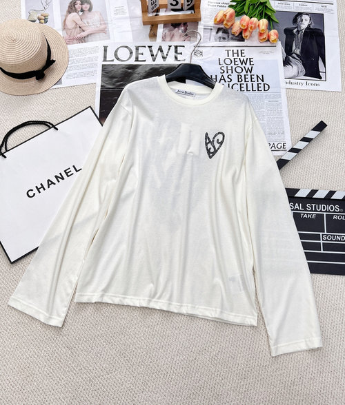 Dior Simple Long-Sleeve T-Shirt with Love Print, Loose and Universal