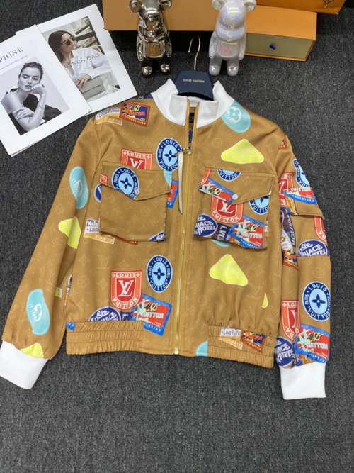 Louis Vuitton Badge - Printed Zipper Flight Jacket with Four - Leaf Clover Elements