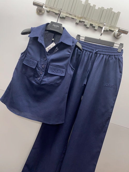 Loewe Linen-Cotton Suit with Embroidered Logo, Stylish and Adaptable