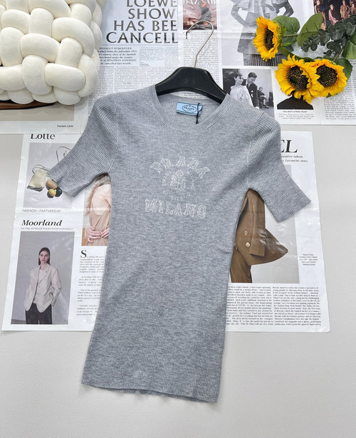 Prada Slim-Fit Ribbed Knit with Distinctive Logo