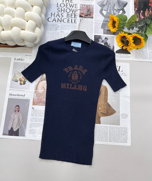 Prada Contrast Logo Knit Pullover with Versatile Styling