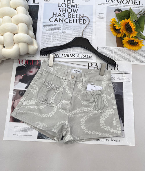 Chanel Coco Beach Tricolor Denim Shorts with a Coastal Flair