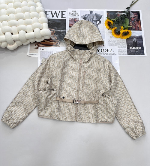 Dior Oblique Jacquard Hooded Jacket with Bee Embroidery, High-Quality Fabric