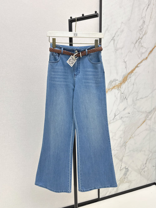 Loewe Straight Jeans with Braided Belt, Slimming and Stylish
