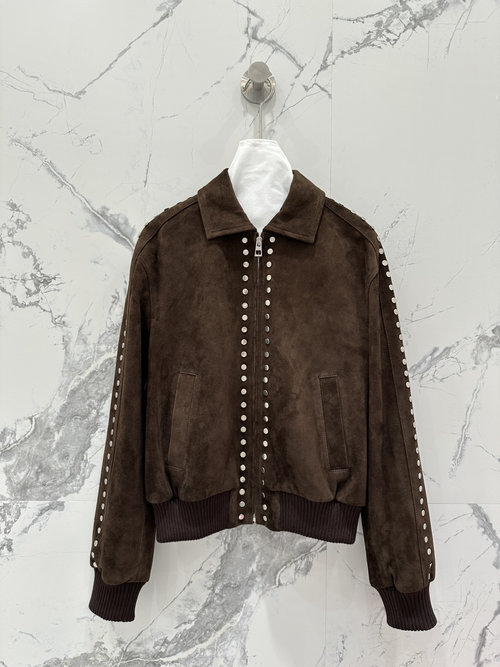 Loewe Luxury Suede Collar Jacket with Meticulous Craftsmanship, Stylish Appearance