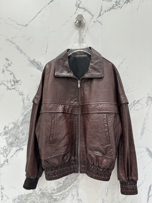 Yves Saint Laurent Exclusive Imported Lambskin Bicolor Waxed Motorcycle Jacket