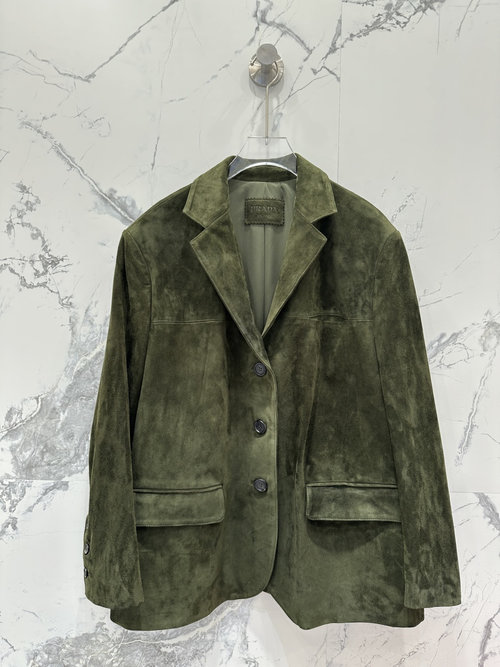 Prada Exclusive Authentic Quiet Luxury School-style Goat Suede Wide Suit