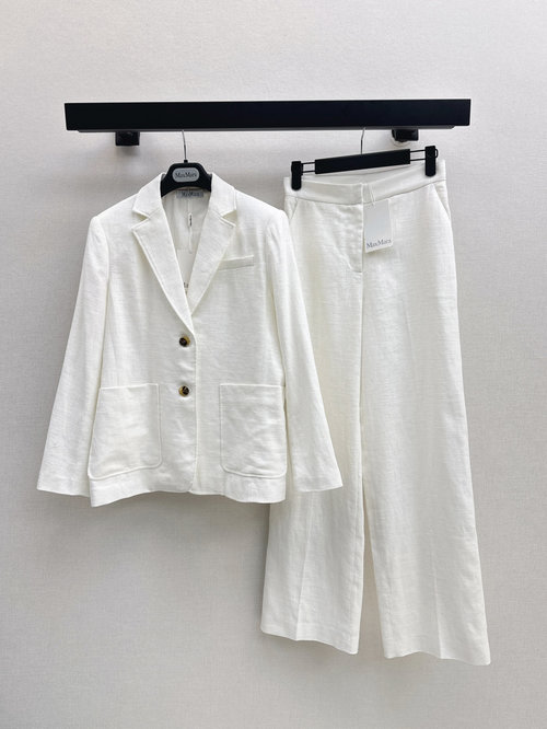 Max Mara Minimalist Linen Oversized Suit with 3D Design