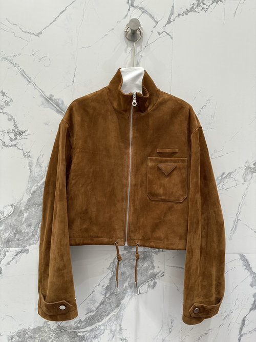 Prada Custom Classic H - Shape Suede Motorcycle Jacket, Luxurious and Versatile