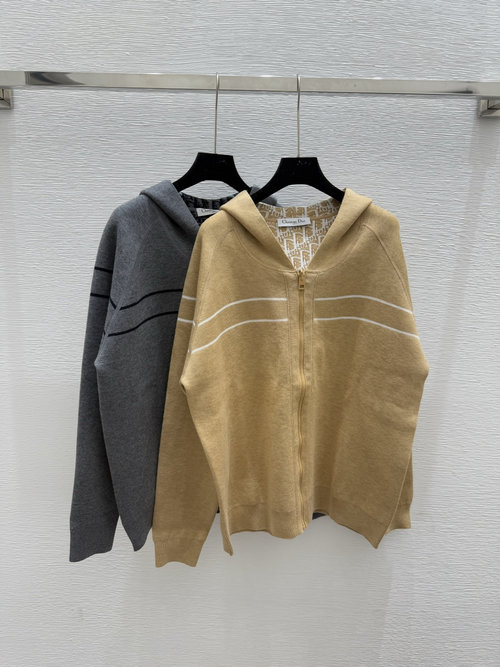 Dior Monogram Hooded Reversible Knit Cardigan, Versatile Colors