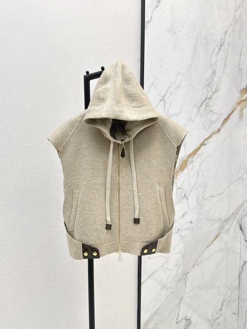 Louis Vuitton Caped Poncho Vest with Monogram Pattern in Fine Imported Wool