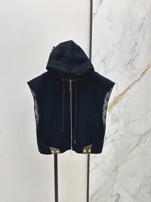 Louis Vuitton Caped Poncho Vest with Monogram Pattern in Fine Imported Wool