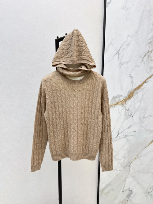 Brunello Cucinelli Shiny Silver Cashmere Sweater with Detachable Hood, Graceful Style