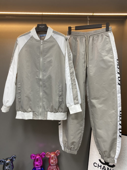 Prada Athletic Set with Letter Logo Ribbon and Zipper Design