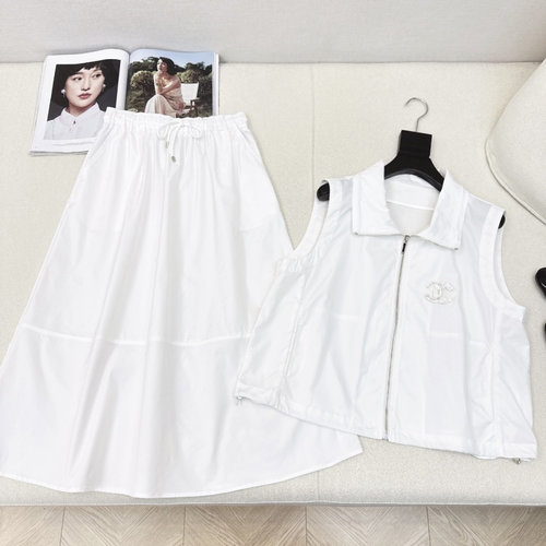 Chanel Sporty Nylon Jacket and Skirt Set, Chic Look