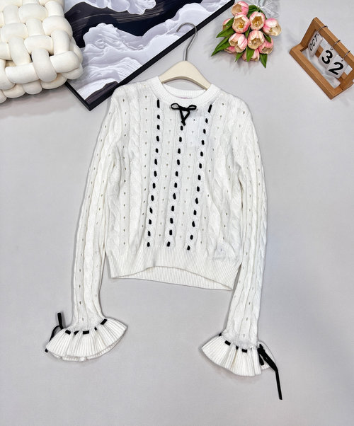 Valentino Customized Ribbon Knit Pullover with Twist Design