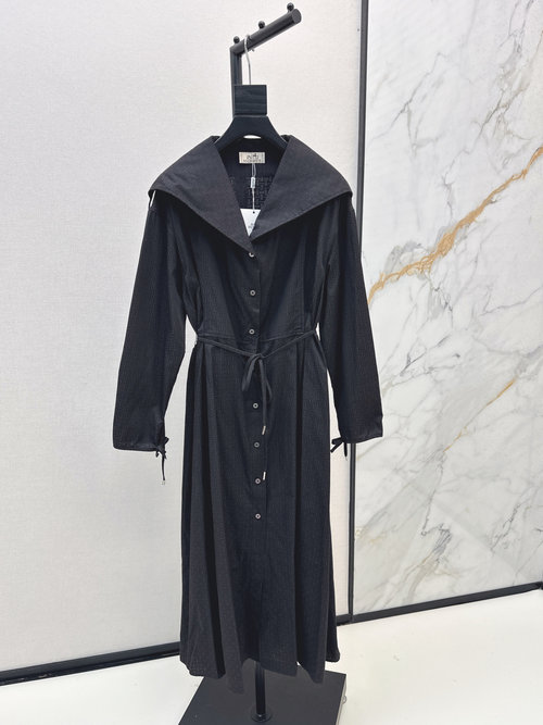 Hermes H-style Tie-waist Trench Dress