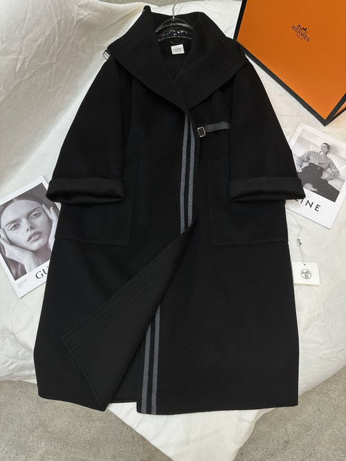 Hermes New Double-Faced Cashmere Long Overcoat Exuding Confidence
