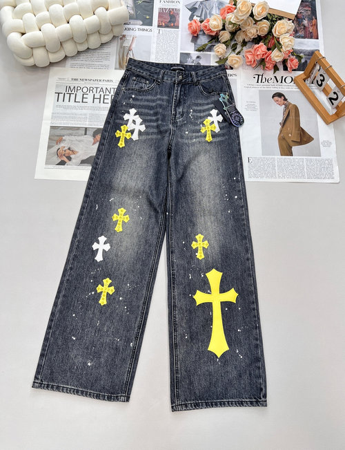 Chanel Heavy-Duty Cross Straight Jeans with Multiple Processes, Featuring Street Style and Comfort