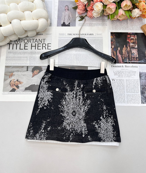 Chanel Hooded Printed Sweatshirt and Skirt Pairing, Made of Comfortable Cotton