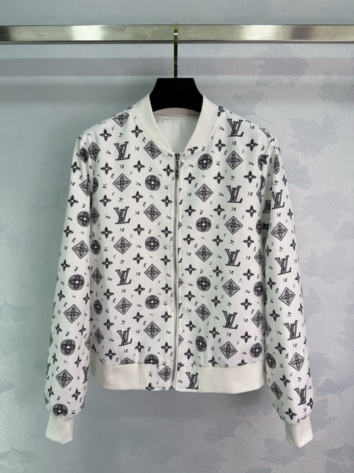 Louis Vuitton Printed Jacket with Elastic Cuffs and Waistband for Outdoor Use