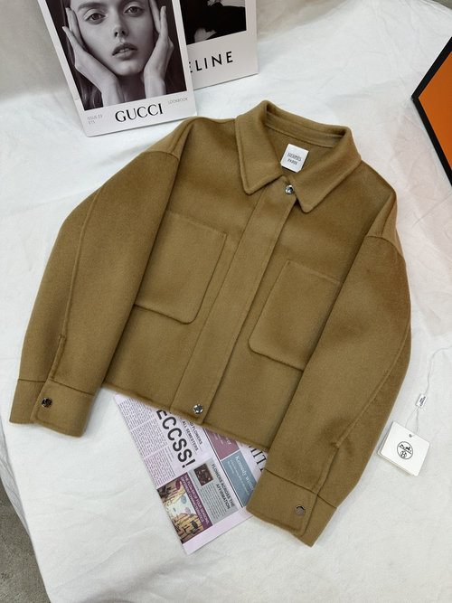 Hermes Double-Sided Cashmere Blend Coat (10% Cashmere, 90% Wool)