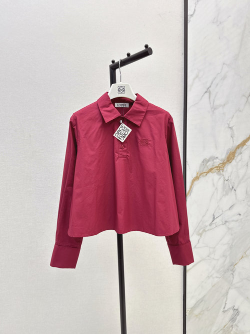 Loewe Chic A-Line Collar Blouse with Logo Embroidery and Oversized Fit