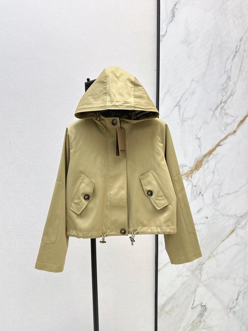 Burberry Classic Hidden-Zipper and Drawstring Hooded Short Windbreaker