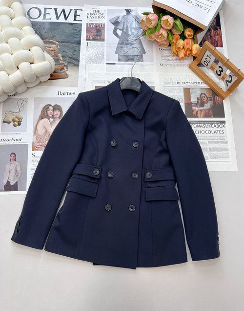 Dior Double-breasted Trench Coat with Custom Logo Buttons and Belt