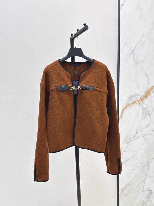 Louis Vuitton Classic British Cloak with Leather Buckles and Monogram