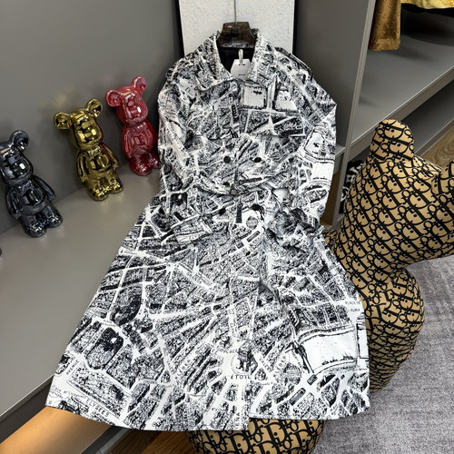 Dior Digital Print Trench Coat with Exquisite Logo