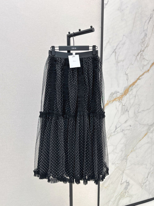 Dior Classic Polka Dot Net Skirt for an Elegant Appearance