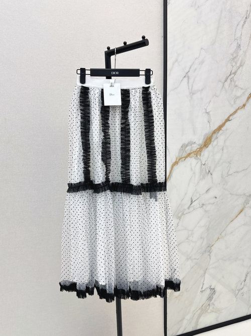 Dior Classic Polka Dot Net Skirt for an Elegant Appearance