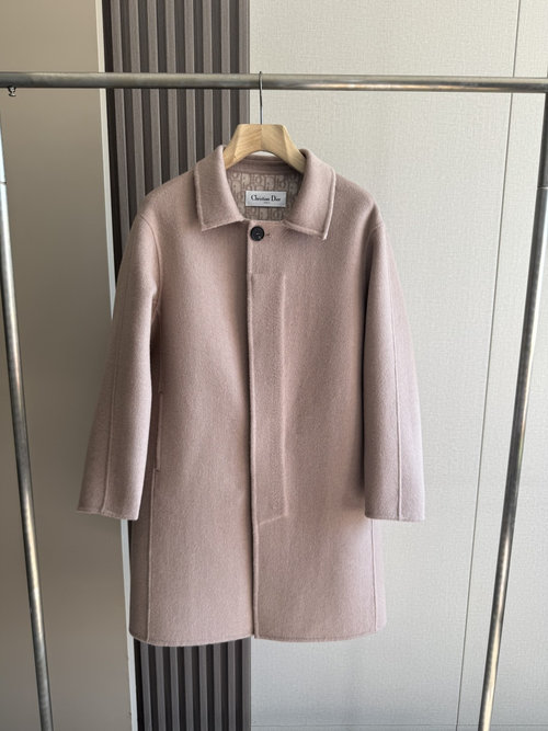 Dior Elegant Pink Medium-long Outerwear with Dust Bag
