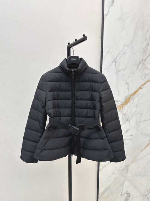 Dior Exclusive Slimming Waist-zipped Down Jacket with Bee Embroidery