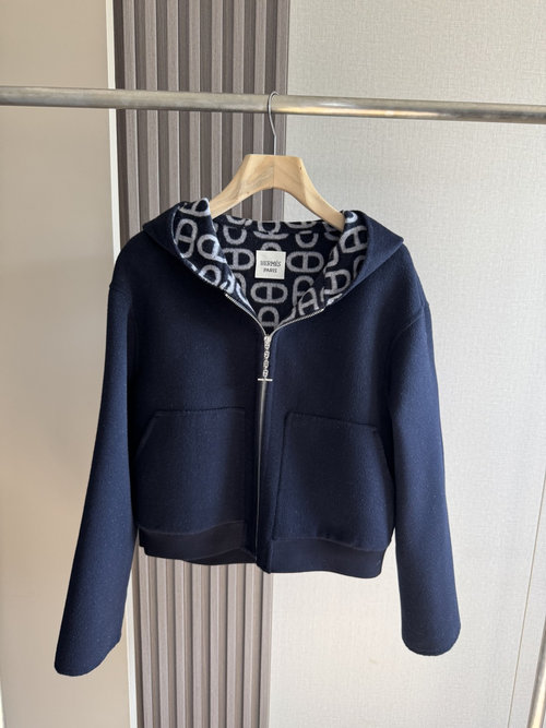 Hermes High - quality Pig Nose Design Cashmere Coat