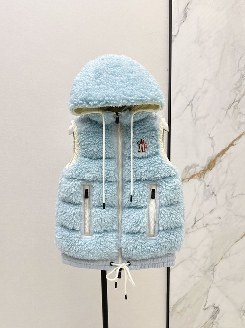 Moncler Ski Series Faux Lamb Down Vest, Lightweight Layering Option
