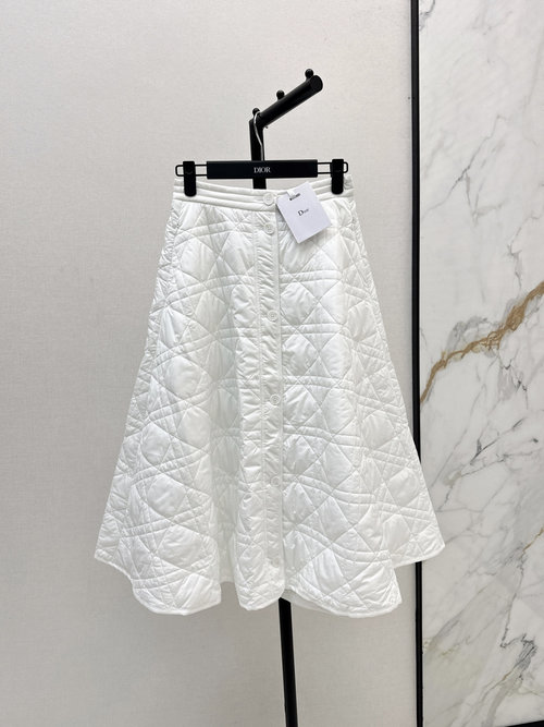 Dior Dai Fei Vine Check Quilted A-Line Long Skirt