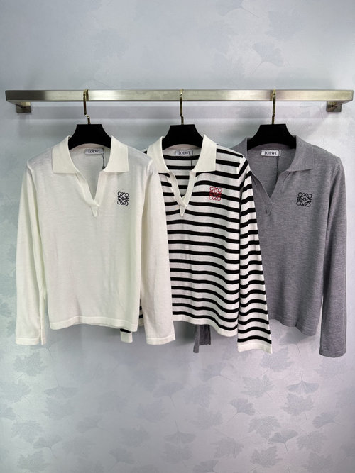 Loewe Long-Sleeve Polo Shirt with Half-Open Front and Classic Logo for Comfort and Style