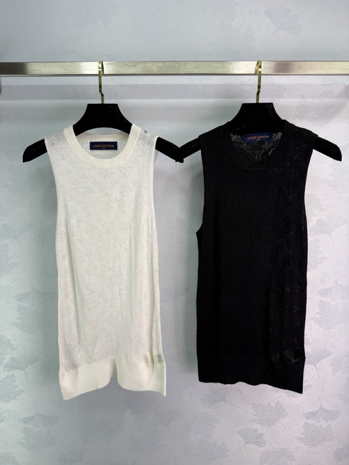 Louis Vuitton Cutout Knit Sleeveless Top with Delicate Patterns, Breathable and Stylish