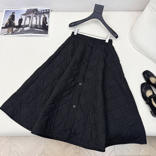 Dior Quilted Long A-Line Skirt, Elegant and Slimming