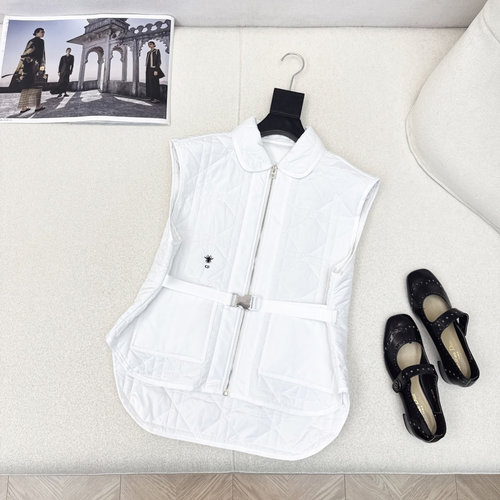 Dior Derived Quilted Collared H-shaped Vest, Stylish and Slimming