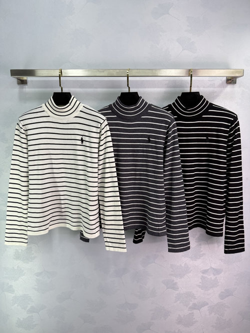 Polo Ralph Lauren Turtleneck Striped Knitwear with Embroidered Logo