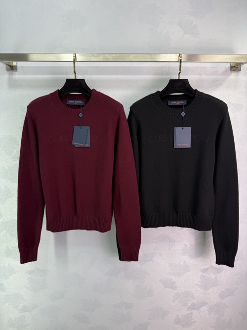 Louis Vuitton Casual Knit Long Sleeve Shirt with Studded Letter Patterns