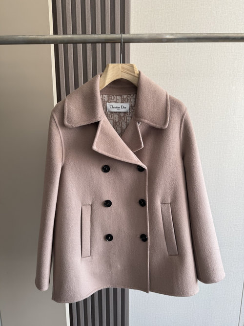 Dior Elegant Double-breasted Suit Collar Short Outerwear with Dust Bag