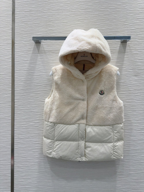 Moncler Classic Down Vest with Lamb Wool and 90% Goose Down, Stylish and Warm