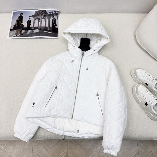 Dior Checked Hooded Padded Short Jacket