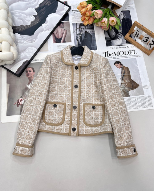 Dior H-shaped Collared Jacket with Cane Weave, Stylish